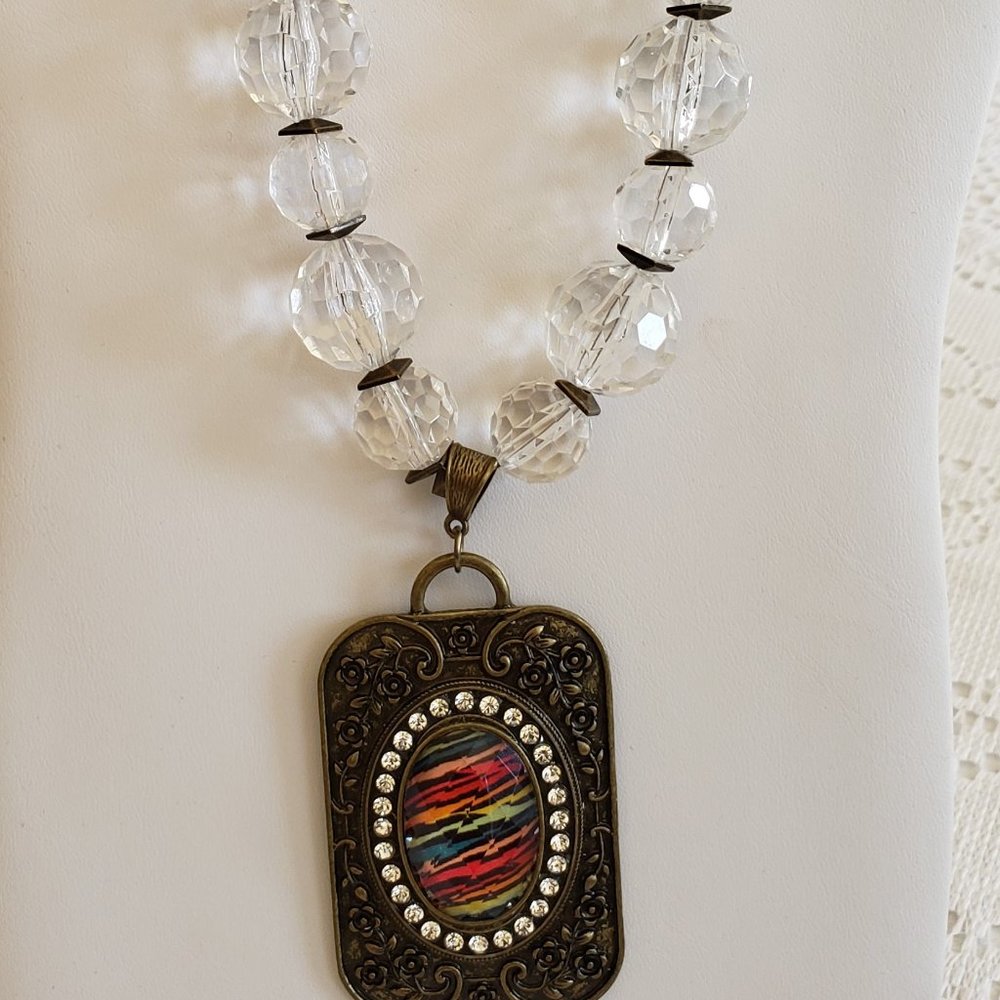 Crystal Necklace and Earring Set with pendant